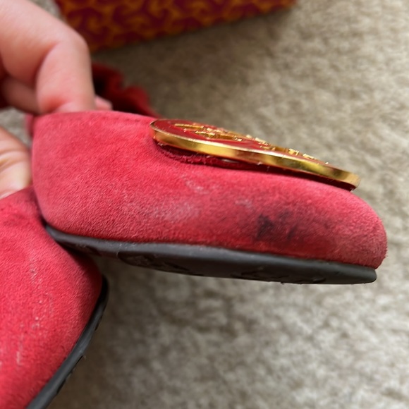 Tory Burch Red Suede Reva Flat 9 - Picture 13 of 15
